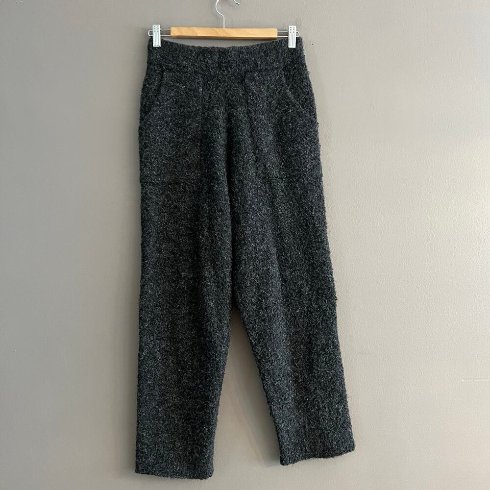 Le Bon Shoppe Monte Lounge Pants Small Charcoal Gray Boucle Knit Cozy Wide Leg